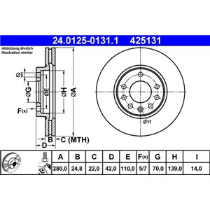 24.0125-0131.1  Brake disc ATE 