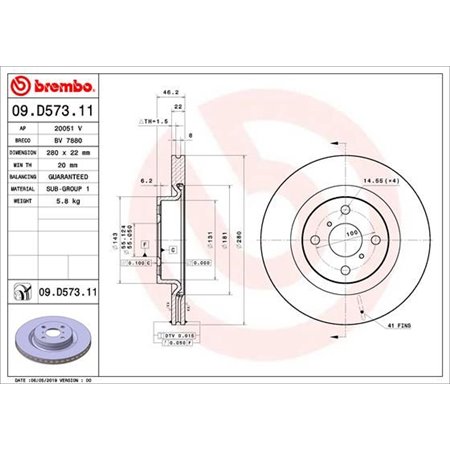 09.D573.11 Bromsskiva BREMBO