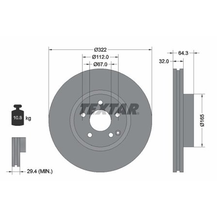 92163503 Тормозной диск TEXTAR