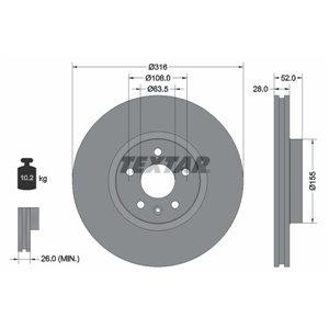 92162303 Тормозной диск TEXTAR      - Top1autovaruosad