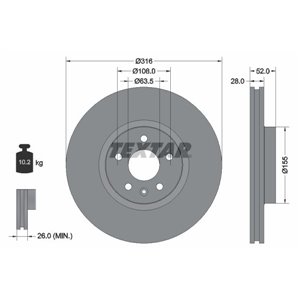 92162303 Тормозной диск TEXTAR - Top1autovaruosad