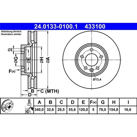 24.0133-0100.1 Тормозной диск ATE