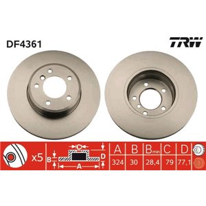 DF4361 Brake Disc TRW - Top1autovaruosad