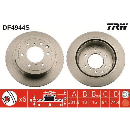 DF4944S Brake Disc TRW