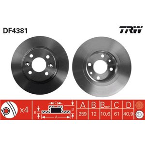 DF4381 Brake Disc TRW - Top1autovaruosad