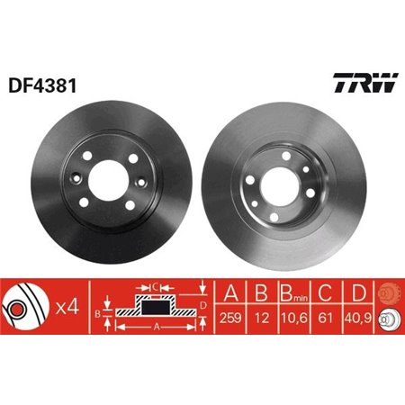 DF4381 Brake Disc TRW