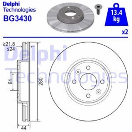 BG3430 Brake Disc DELPHI