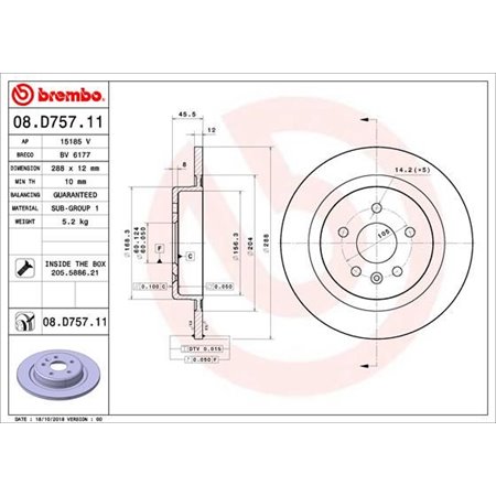 08.D757.11 Brake Disc BREMBO