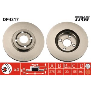 DF4317 Brake Disc TRW - Top1autovaruosad