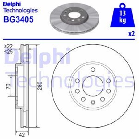 BG3405 Тормозной диск DELPHI