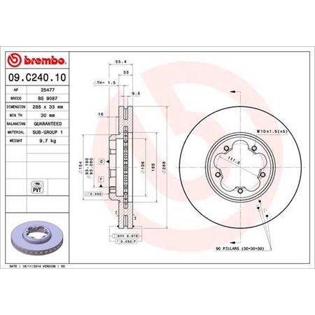 09.C240.10 Brake Disc BREMBO