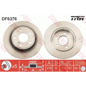 DF6376  Brake disc TRW 