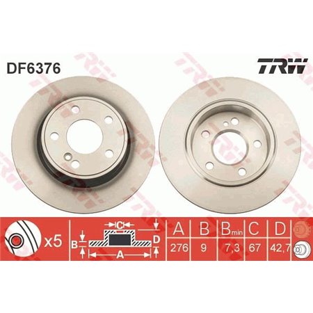 DF6376 Brake Disc TRW