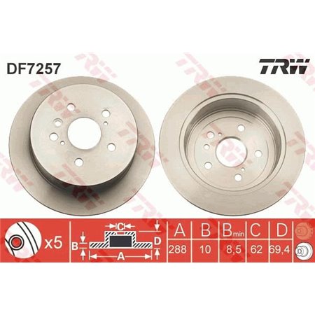DF7257 Brake Disc TRW