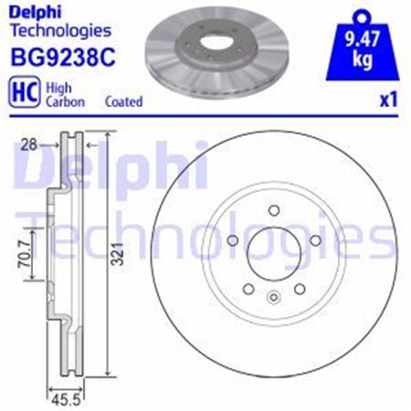 BG9238C Тормозной диск DELPHI