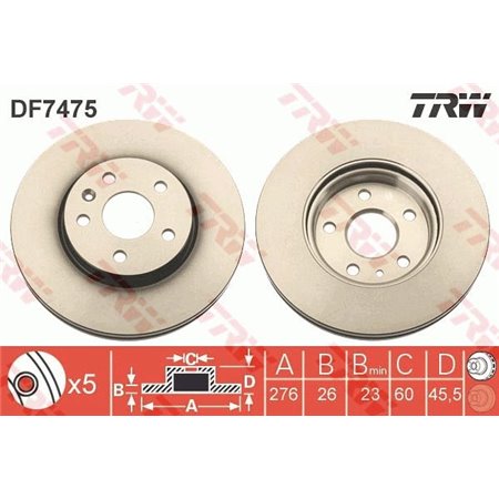 DF7475 Brake Disc TRW