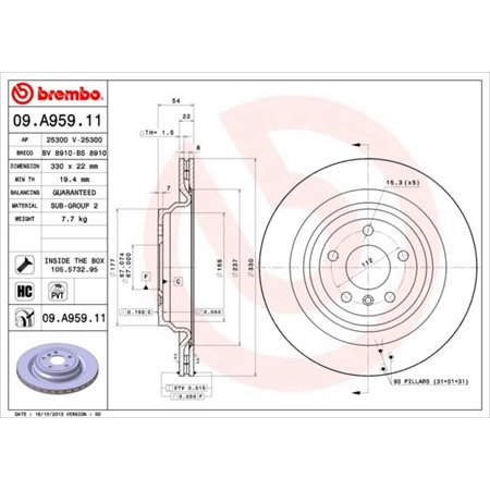 09.A959.11 Bromsskiva BREMBO