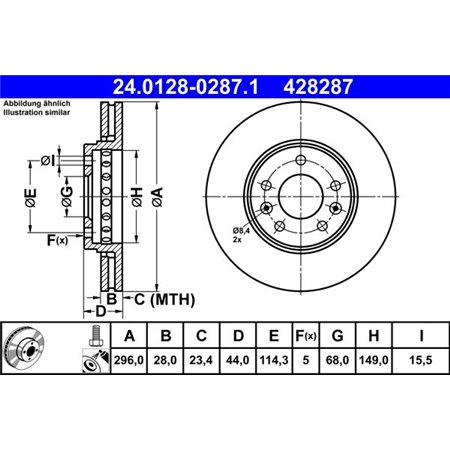 24.0128-0287.1 Brake Disc ATE