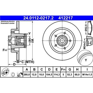 24.0112-0217.2  Brake disc with bearing ATE 