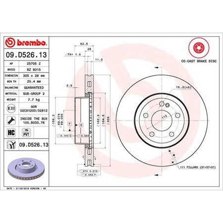 09.D526.13 Bromsskiva BREMBO