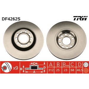 DF4262S  Brake disc TRW  - Top1autovaruosad