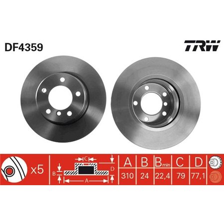 DF4359  Brake disc TRW 