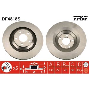 DF4818S  Brake disc TRW 