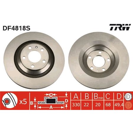 DF4818S  Brake disc TRW 