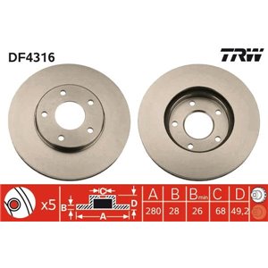 DF4316 Brake Disc TRW - Top1autovaruosad