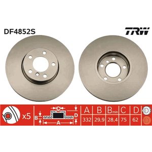 DF4852S Brake Disc TRW - Top1autovaruosad