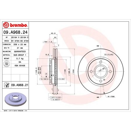 09.A968.21 Jarrulevy BREMBO