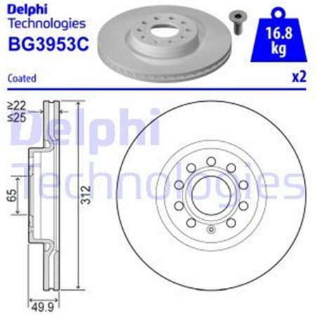 BG3953C Bromsskiva DELPHI