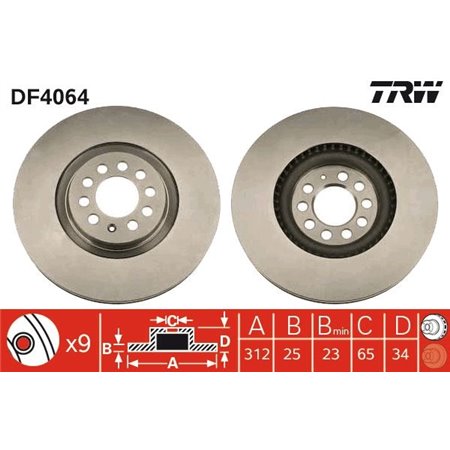 DF4064 Brake Disc TRW