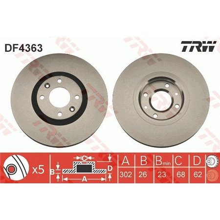 DF4363 Brake Disc TRW