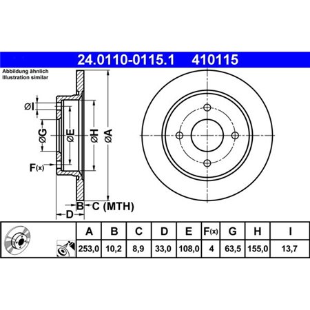 24.0110-0115.1 Bromsskiva ATE