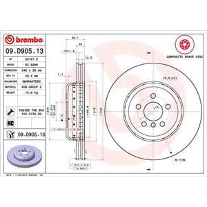 09.D905.13 Brake Disc BREMBO - Top1autovaruosad