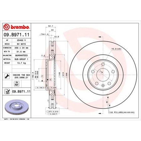 09.B971.11 Brake Disc BREMBO