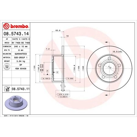 08.5743.11 Brake Disc BREMBO