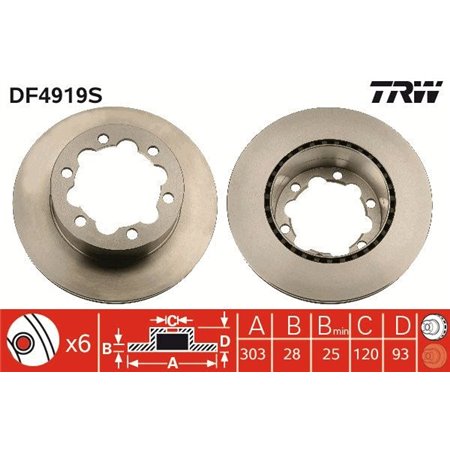 DF4919S Тормозной диск TRW     