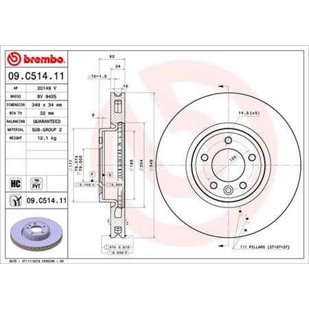 09.C514.11 Brake Disc BREMBO