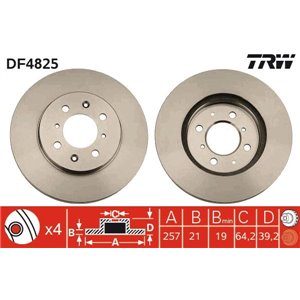 DF4825 Brake Disc TRW - Top1autovaruosad