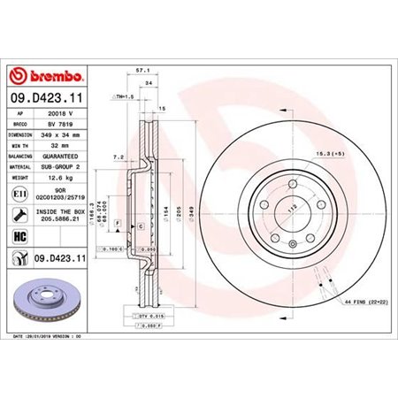 09.D423.11 Bromsskiva BREMBO