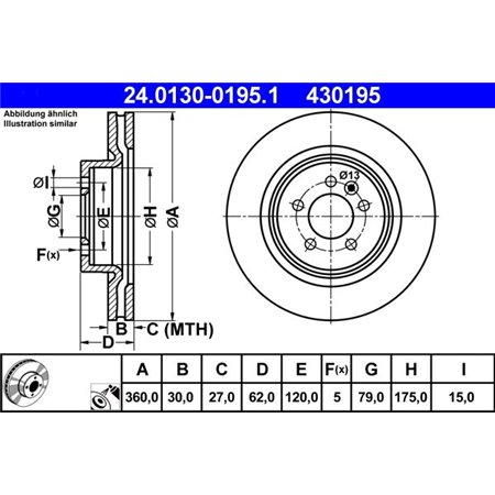 24.0130-0195.1 Bromsskiva ATE