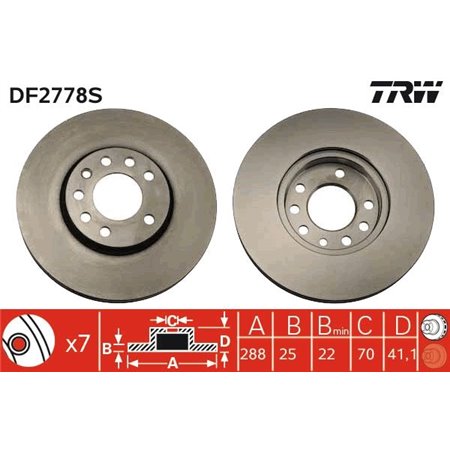 DF2778S  Brake disc TRW 