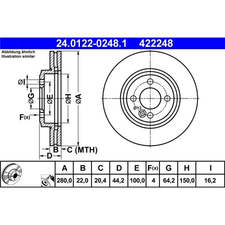 24.0122-0248.1 Brake Disc ATE