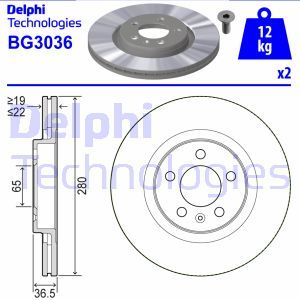 BG3036 Тормозной диск DELPHI     