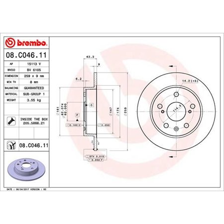 08.C046.11 Jarrulevy BREMBO