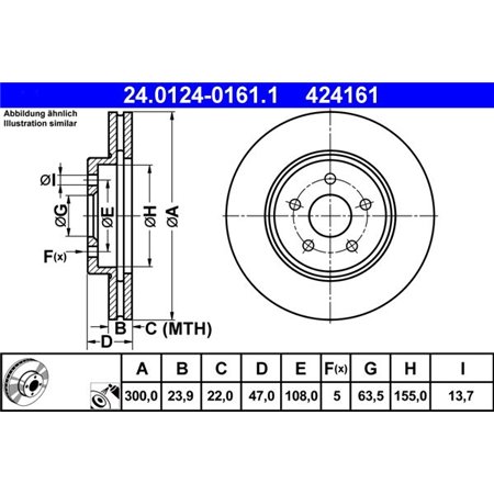 24.0124-0161.1 Brake Disc ATE