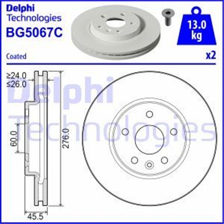 BG5067C Bromsskiva DELPHI