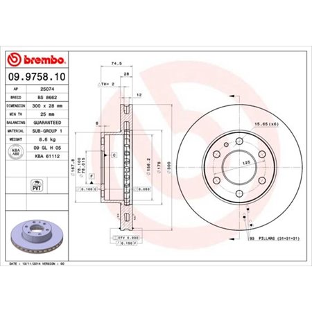 09.9758.10 Brake Disc BREMBO